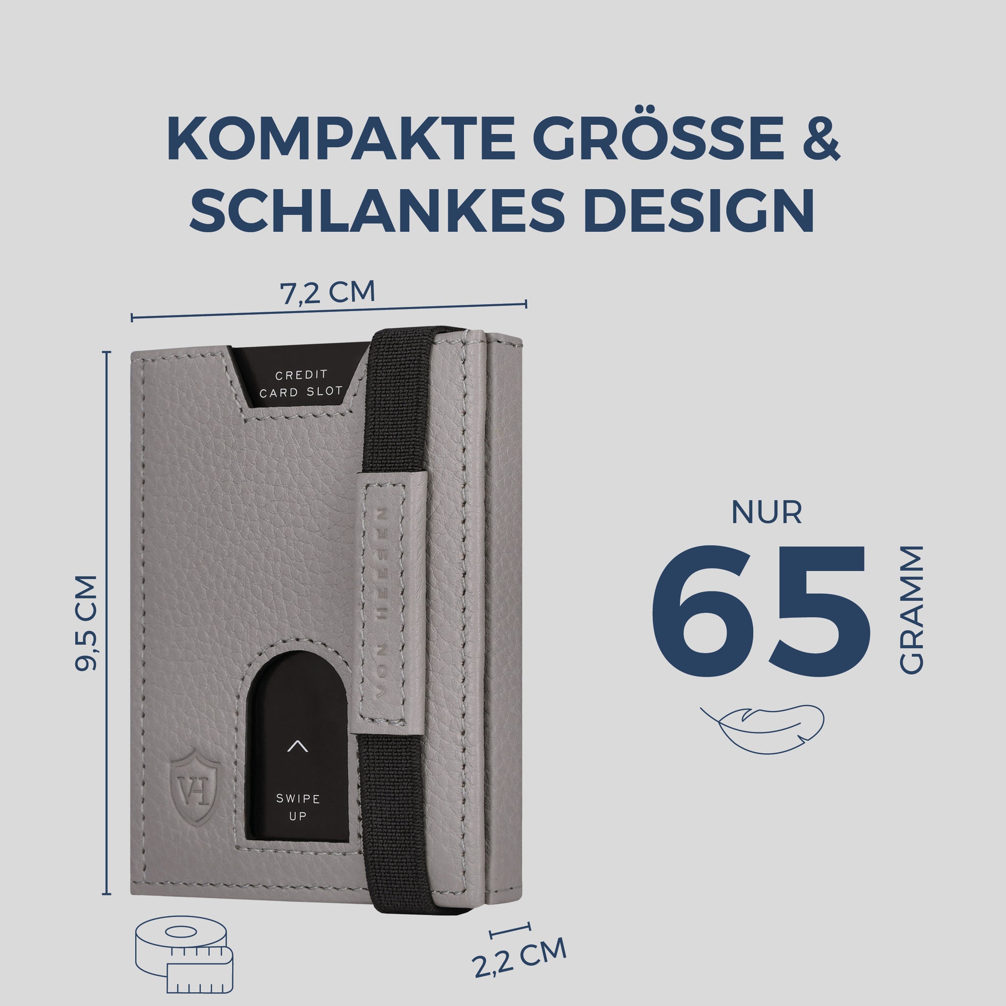Slim Wallet mit RFID-Schutz, 5 Kartenfächer & Mini-Münzfach (Genarbt)