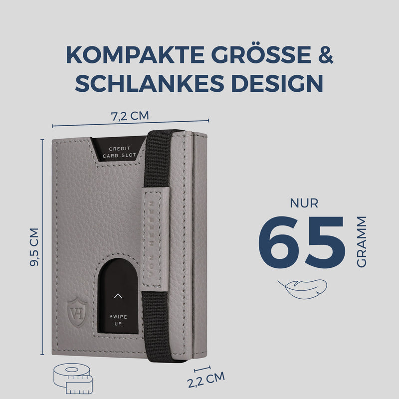 Slim Wallet mit RFID-Schutz, 5 Kartenfächer & Mini-Münzfach (Genarbt)