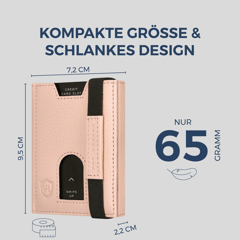 Slim Wallet mit RFID-Schutz, 5 Kartenfächer & Mini-Münzfach (Genarbt)