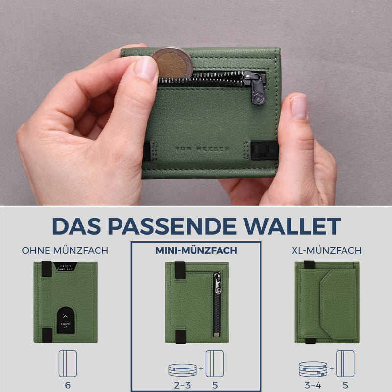 Slim Wallet mit RFID-Schutz, 5 Kartenfächer & Mini-Münzfach (Genarbt)