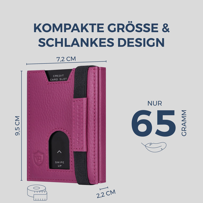 Slim Wallet mit RFID-Schutz, 5 Kartenfächer & Mini-Münzfach (Genarbt)