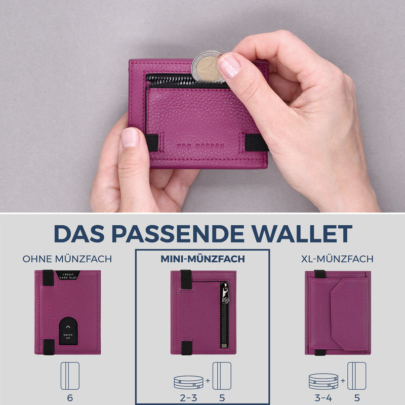 Slim Wallet mit RFID-Schutz, 5 Kartenfächer & Mini-Münzfach (Genarbt)