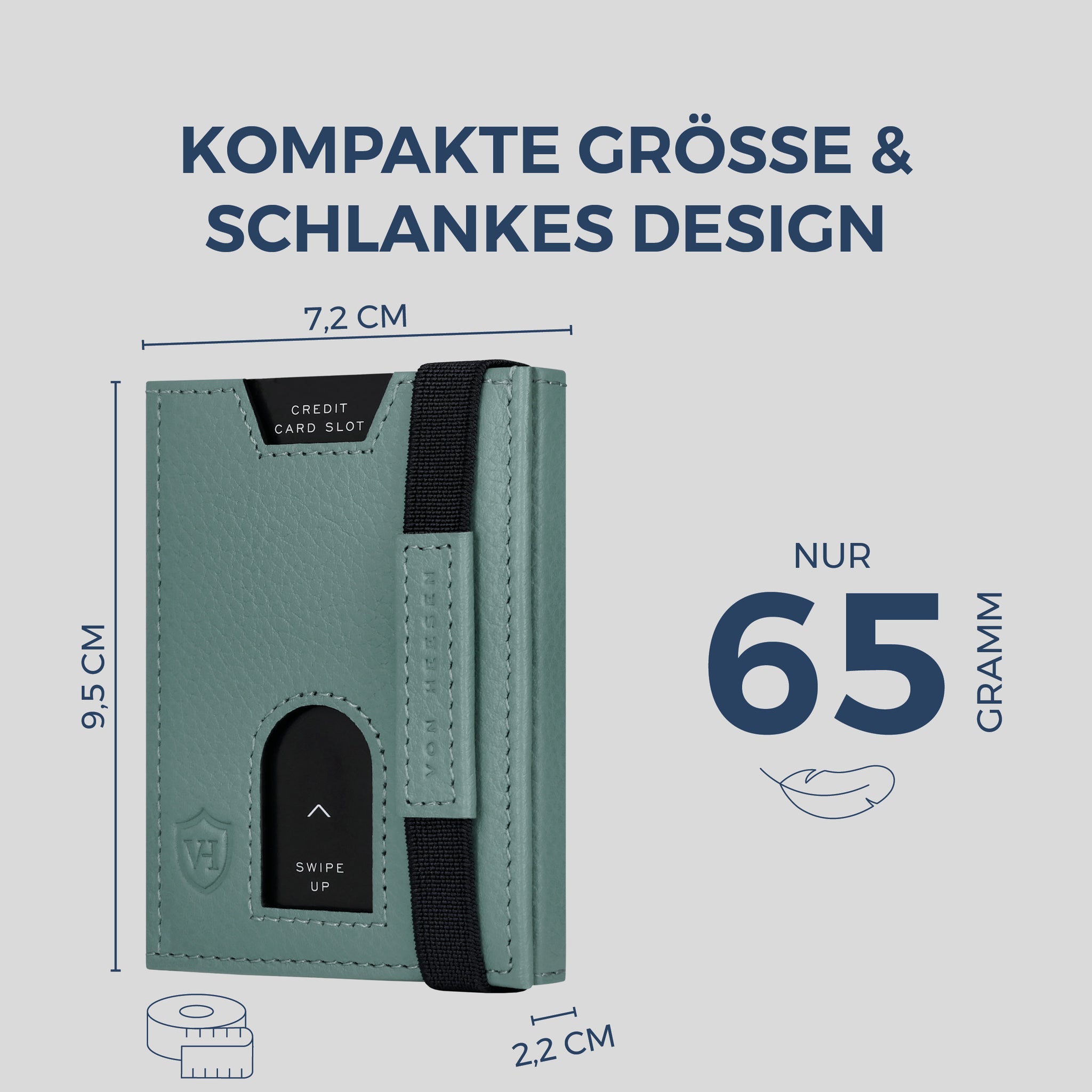 Slim Wallet mit RFID-Schutz, 5 Kartenfächer & Mini-Münzfach (Genarbt)