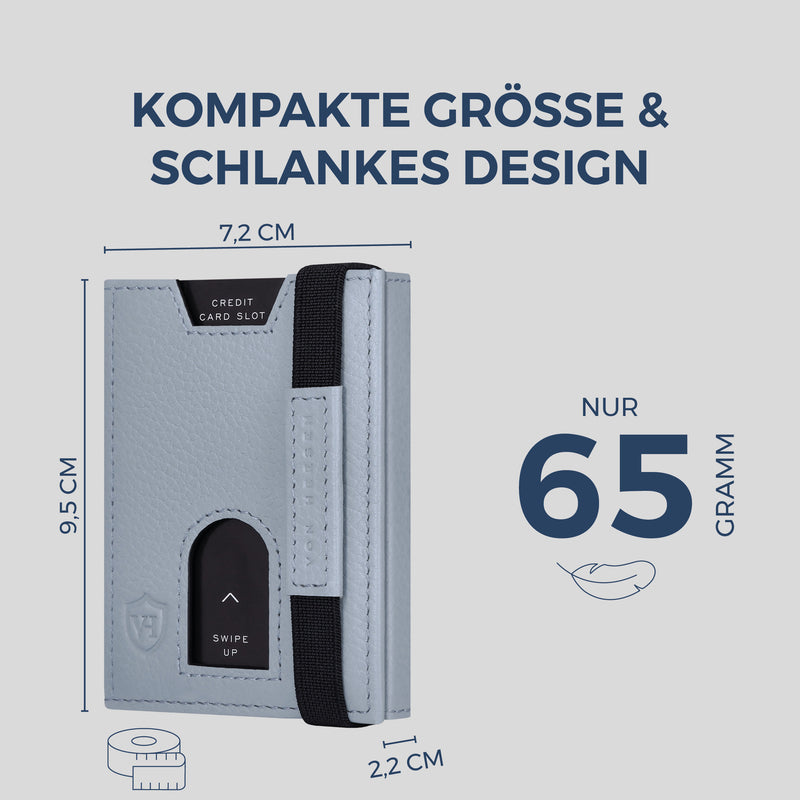 Slim Wallet mit RFID-Schutz, 5 Kartenfächer & Mini-Münzfach (Genarbt)