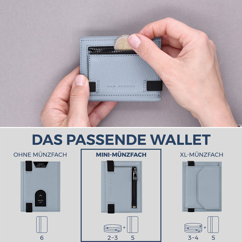 Slim Wallet mit RFID-Schutz, 5 Kartenfächer & Mini-Münzfach (Genarbt)