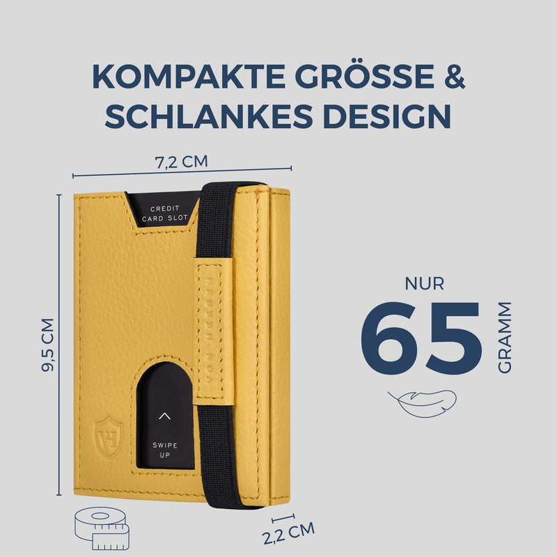 Slim Wallet mit RFID-Schutz, 5 Kartenfächer & Mini-Münzfach (Genarbt)