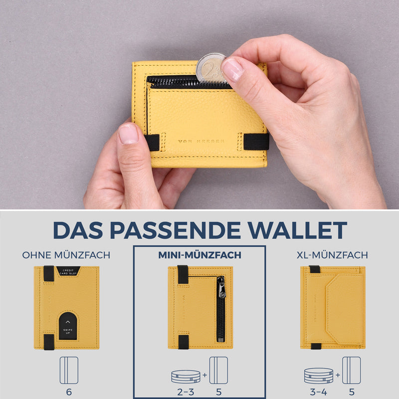 Slim Wallet mit RFID-Schutz, 5 Kartenfächer & Mini-Münzfach (Genarbt)