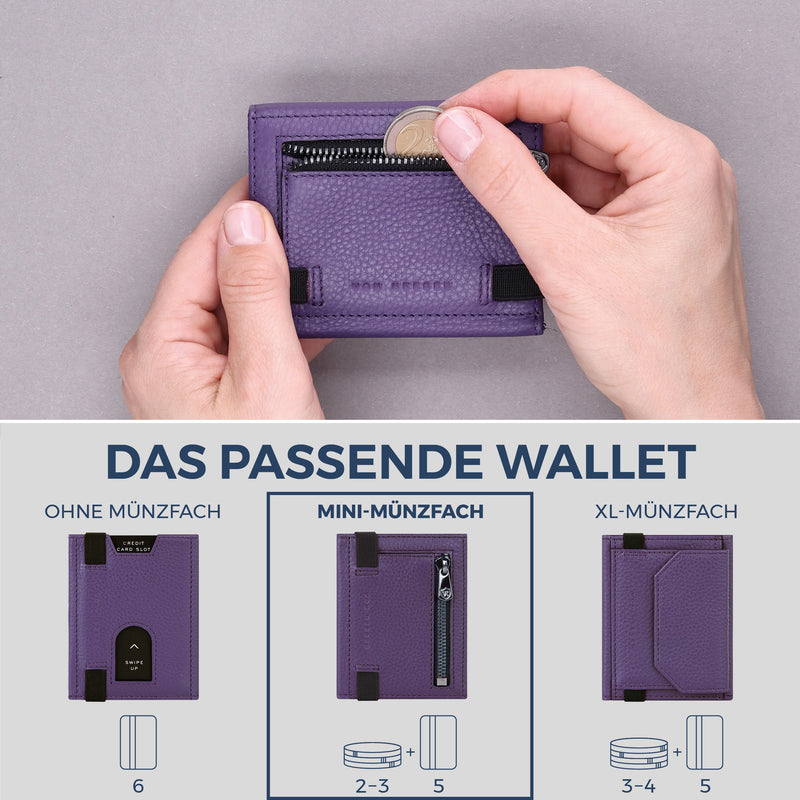 Slim Wallet mit RFID-Schutz, 5 Kartenfächer & Mini-Münzfach (Genarbt)