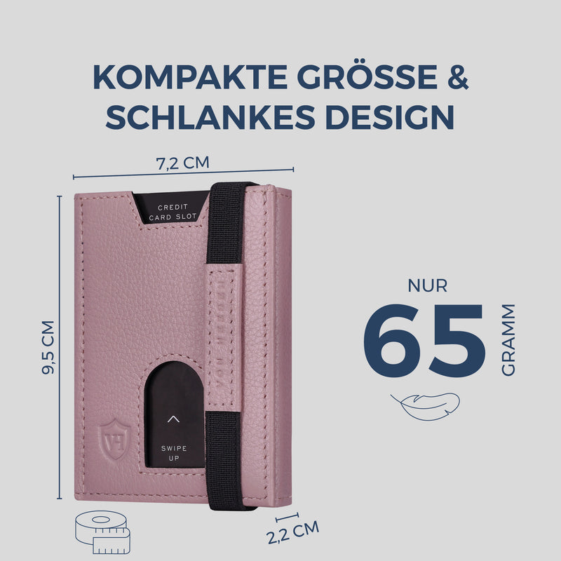 Slim Wallet mit RFID-Schutz, 5 Kartenfächer & Mini-Münzfach (Genarbt)