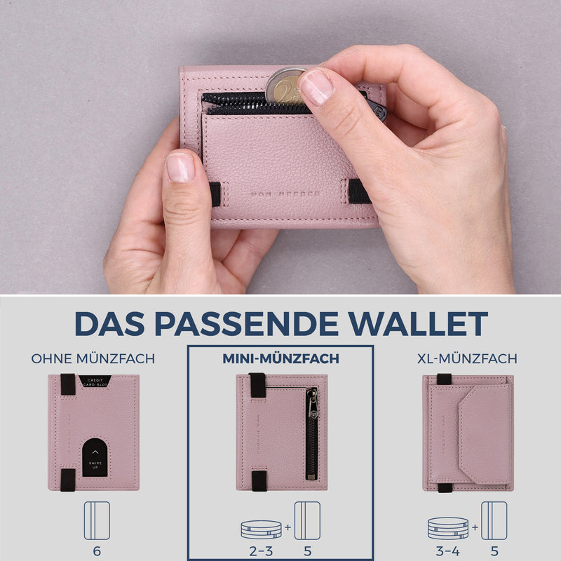 Slim Wallet mit RFID-Schutz, 5 Kartenfächer & Mini-Münzfach (Genarbt)