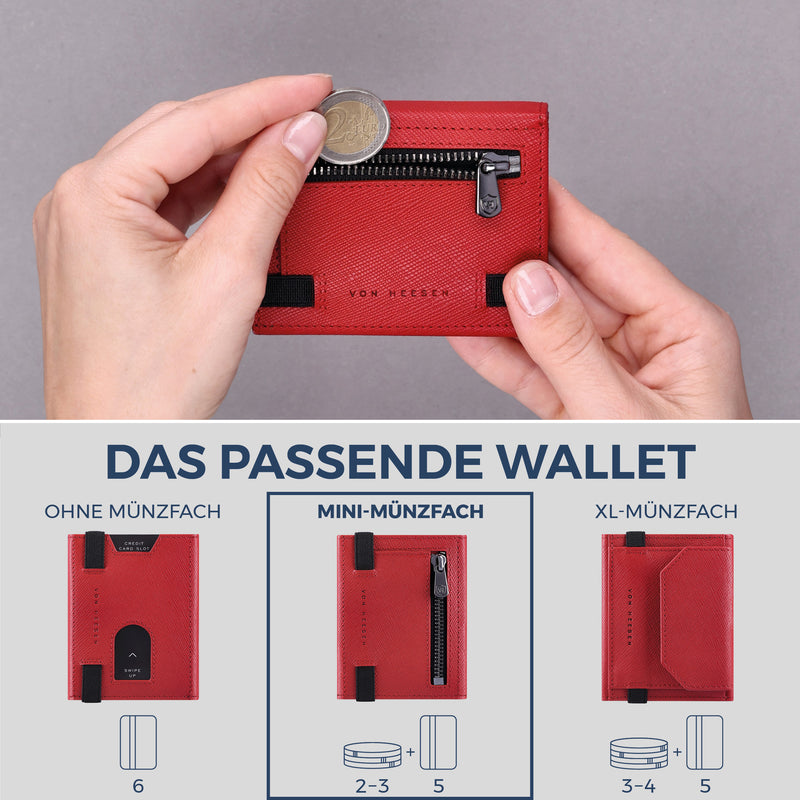 Slim Wallet mit RFID-Schutz, 5 Kartenfächer & Mini-Münzfach (Saffiano)