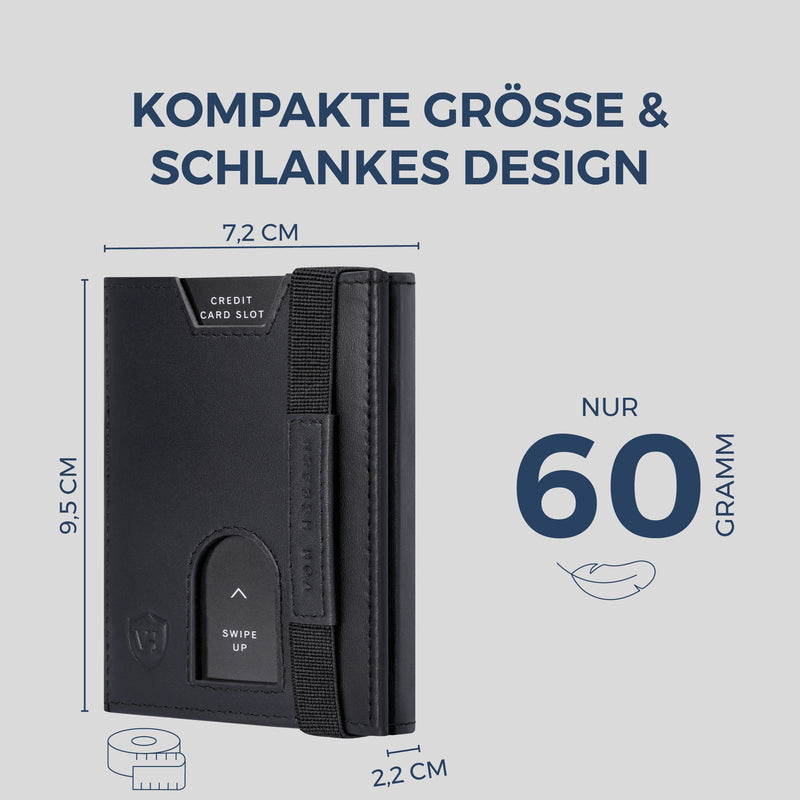 Slim Wallet mit RFID-Schutz, 5 Kartenfächer & Mini-Münzfach (Glatt)
