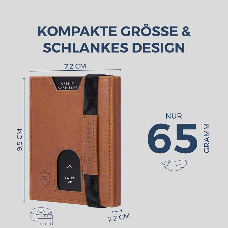 Slim Wallet mit RFID-Schutz, 5 Kartenfächer & Mini-Münzfach (Waxy)