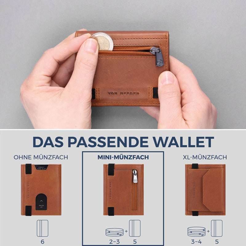Slim Wallet mit RFID-Schutz, 5 Kartenfächer & Mini-Münzfach (Waxy)
