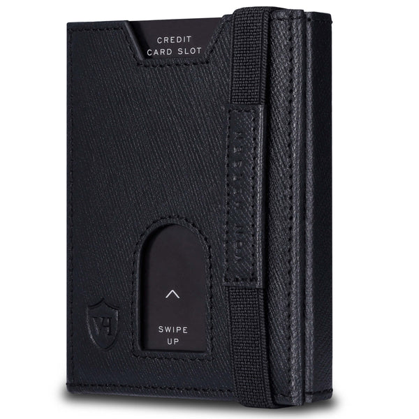 Slim Wallet mit RFID-Schutz, 5 Kartenfächer und XL-Münzfach