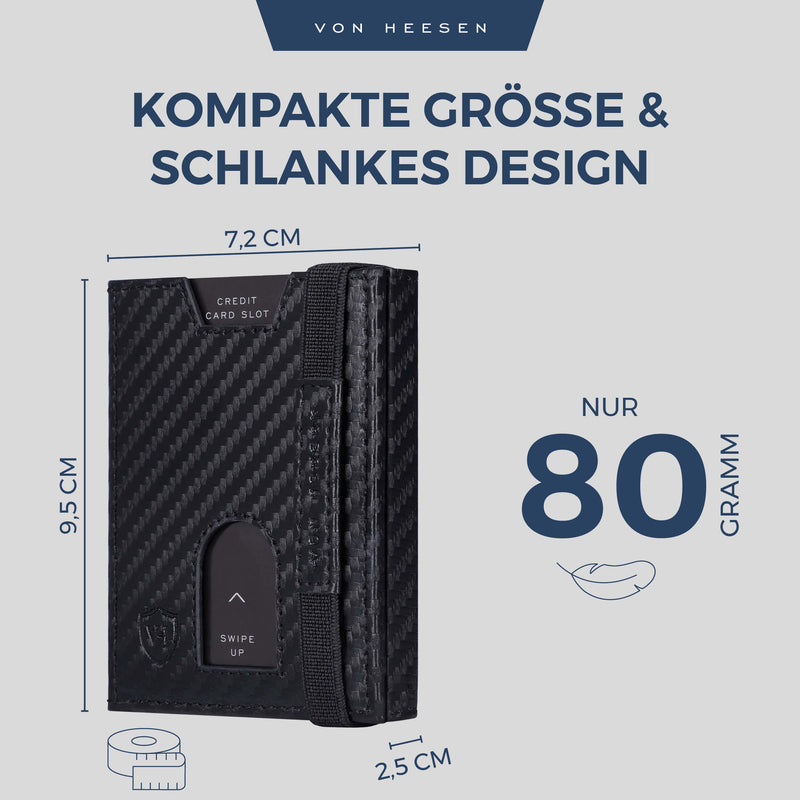 Slim Wallet mit RFID-Schutz, 5 Kartenfächer und XL-Münzfach