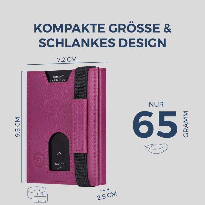Slim Wallet mit RFID-Schutz, 5 Kartenfächer & XL-Münzfach (Genarbt)