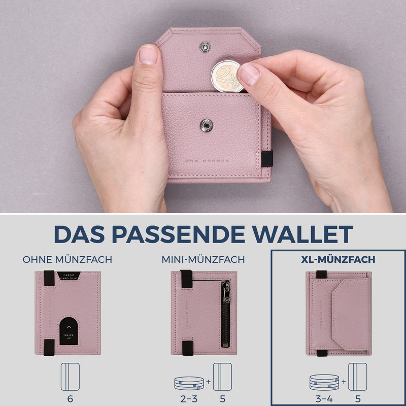 Slim Wallet mit RFID-Schutz, 5 Kartenfächer & XL-Münzfach (Genarbt)