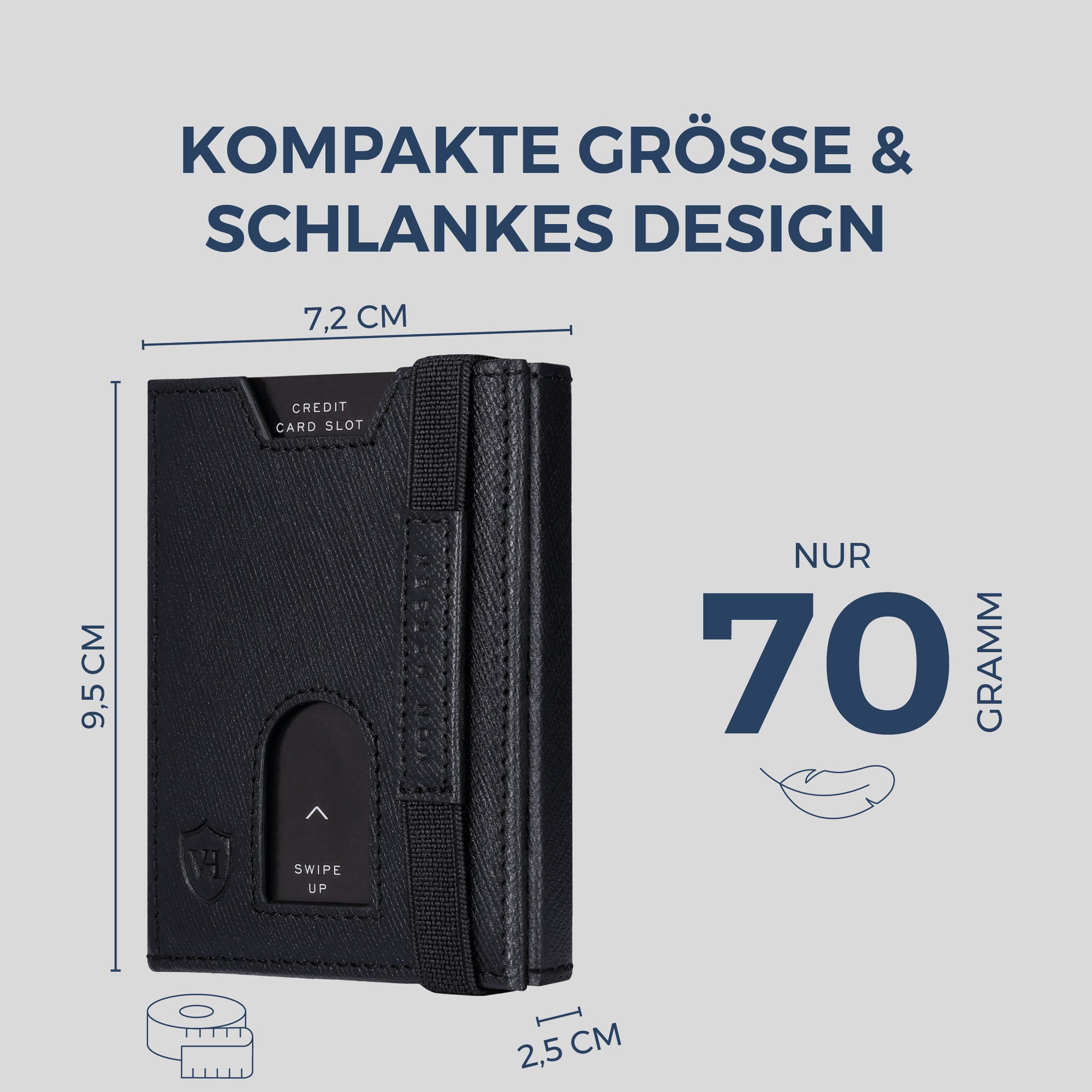Slim Wallet mit RFID-Schutz, 5 Kartenfächer & XL-Münzfach (Saffiano)