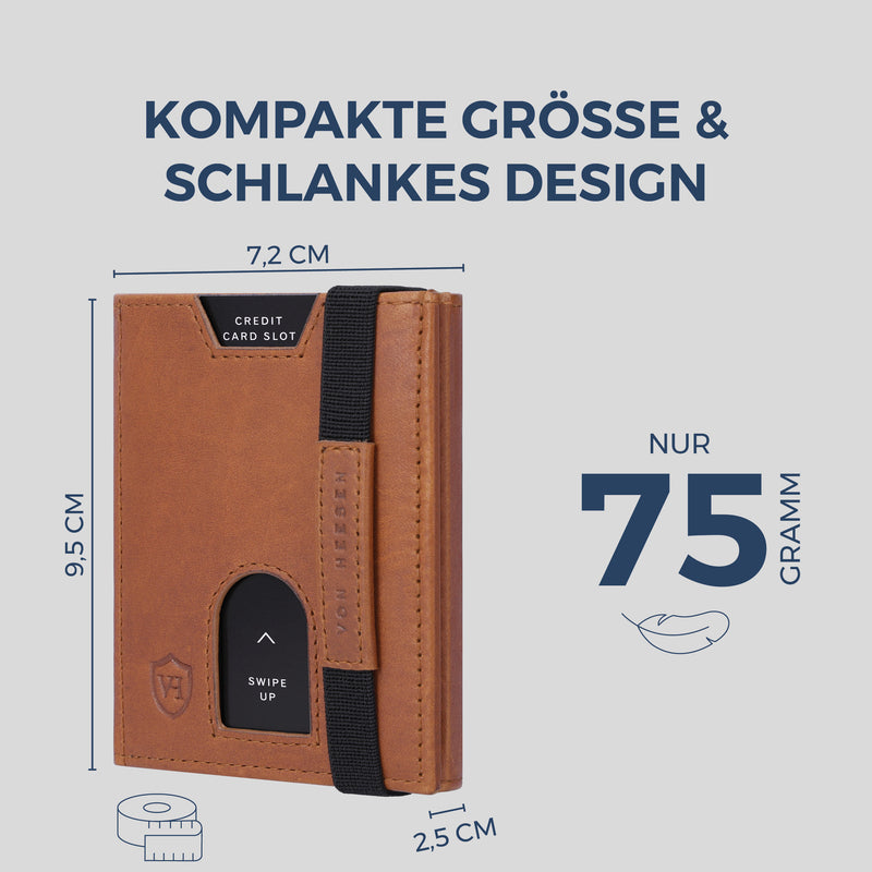 Slim Wallet mit RFID-Schutz, 5 Kartenfächer & XL-Münzfach (Waxy)