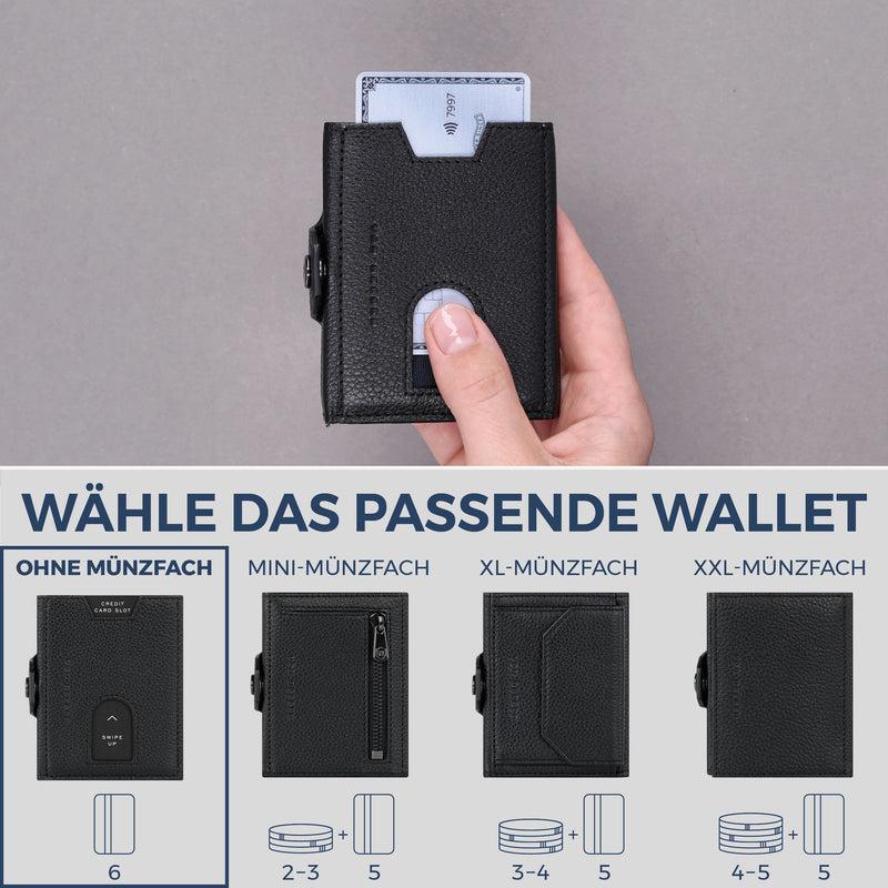Slim Wallet mit RFID-Schutz & 6 Kartenfächer (Genarbt)