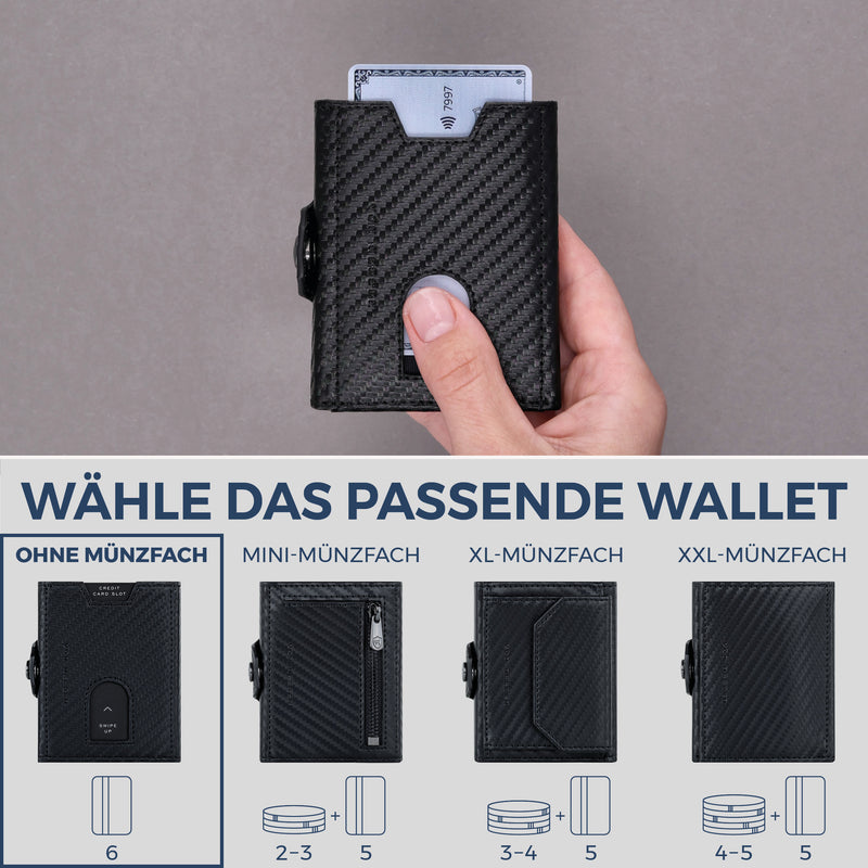 Slim Wallet mit RFID-Schutz & 6 Kartenfächer (Carbon)