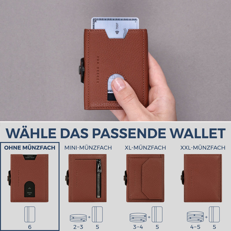 Slim Wallet mit RFID-Schutz & 6 Kartenfächer (Genarbt)