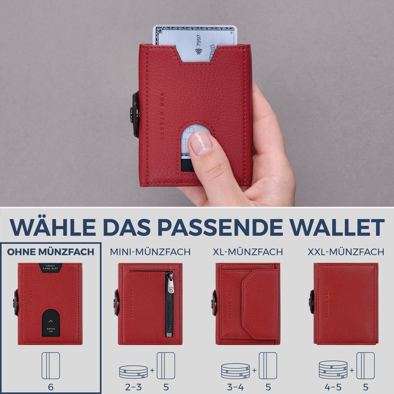 Slim Wallet mit RFID-Schutz & 6 Kartenfächer (Genarbt)