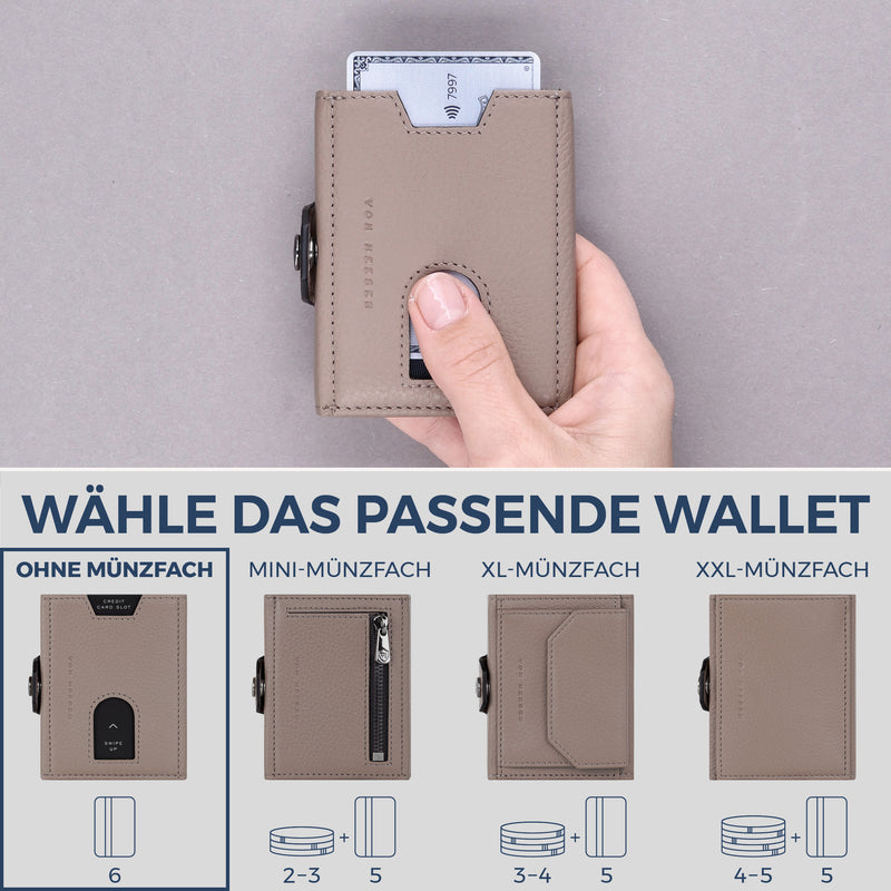 Slim Wallet mit RFID-Schutz & 6 Kartenfächer (Genarbt)