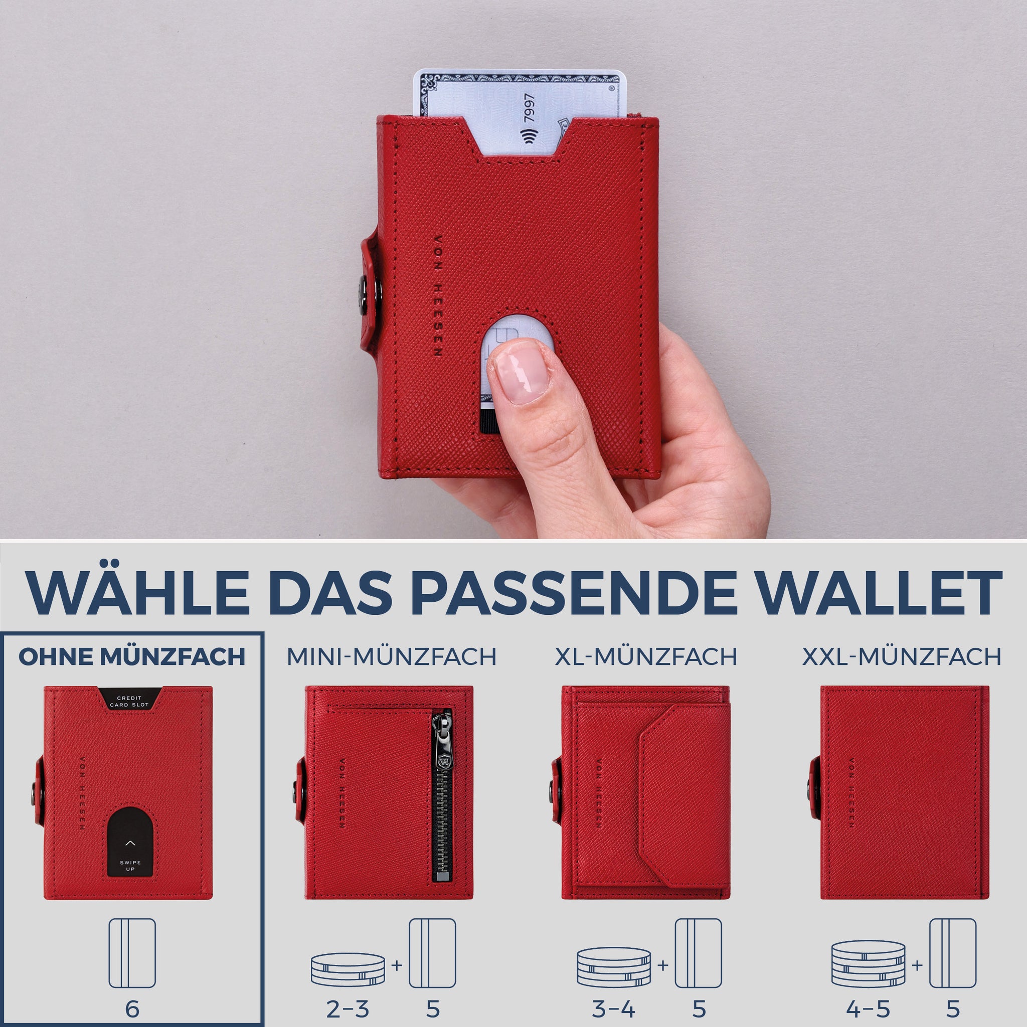 Slim Wallet mit RFID-Schutz & 6 Kartenfächer (Saffiano)
