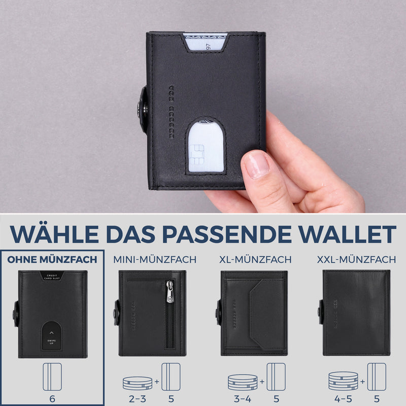 Slim Wallet mit RFID-Schutz & 6 Kartenfächer (Glatt)