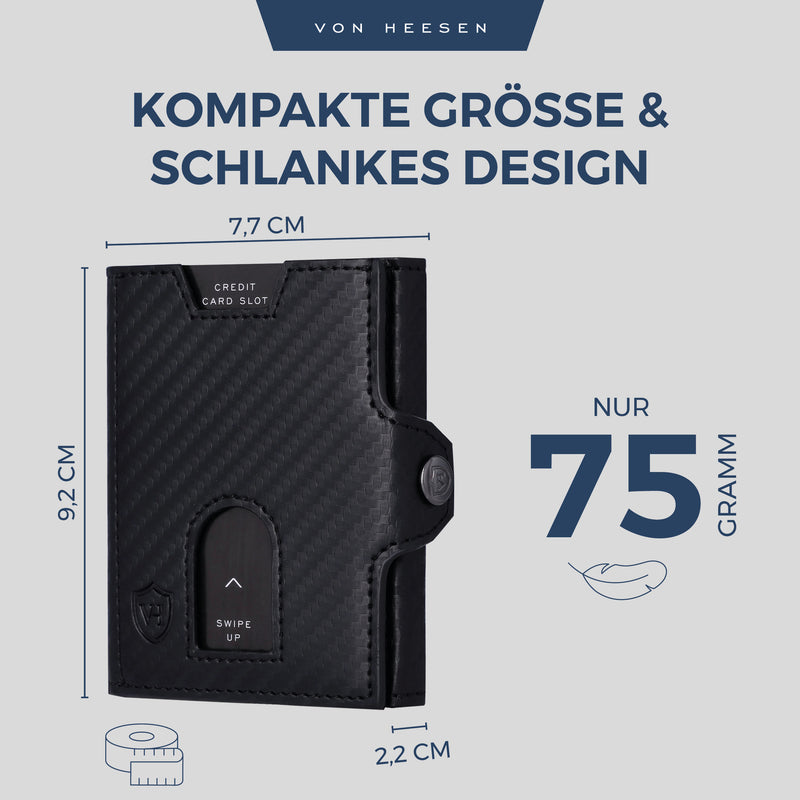 Slim Wallet mit RFID-Schutz, 5 Kartenfächer und Mini-Münzfach
