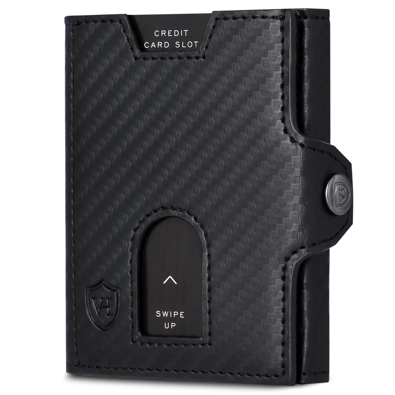 Slim Wallet mit RFID-Schutz, 5 Kartenfächer & Mini-Münzfach (Carbon)