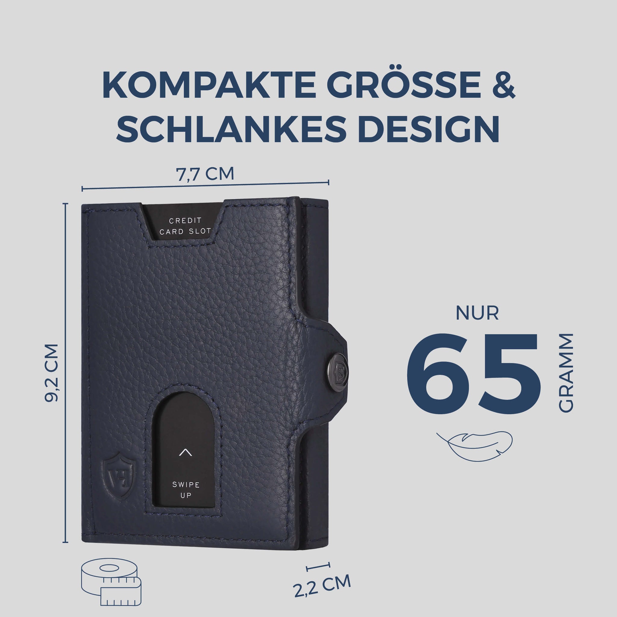 Slim Wallet mit RFID-Schutz, 5 Kartenfächer & Mini-Münzfach (Genarbt)