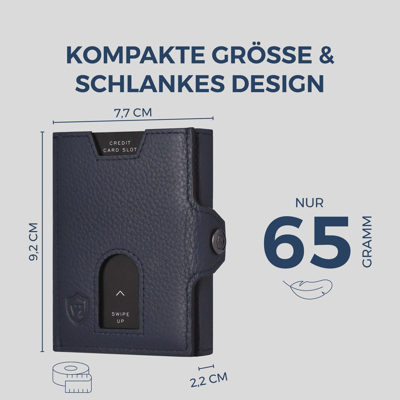 Slim Wallet mit RFID-Schutz, 5 Kartenfächer & Mini-Münzfach (Genarbt)