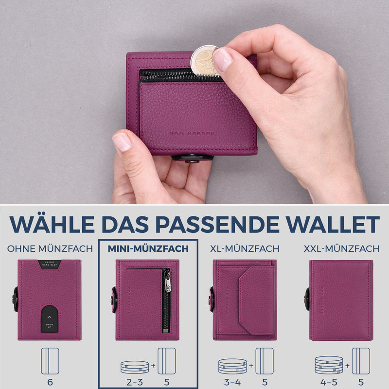Slim Wallet mit RFID-Schutz, 5 Kartenfächer & Mini-Münzfach (Genarbt)