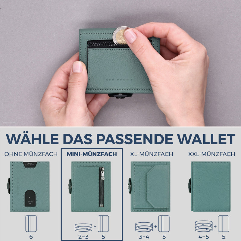 Slim Wallet mit RFID-Schutz, 5 Kartenfächer & Mini-Münzfach (Genarbt)