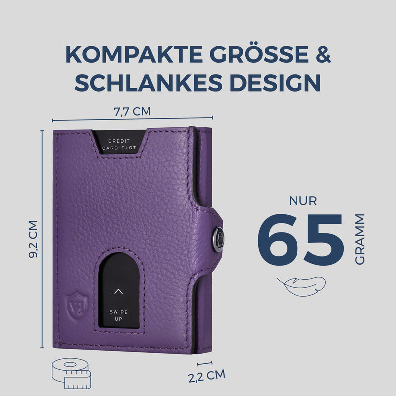 Slim Wallet mit RFID-Schutz, 5 Kartenfächer & Mini-Münzfach (Genarbt)