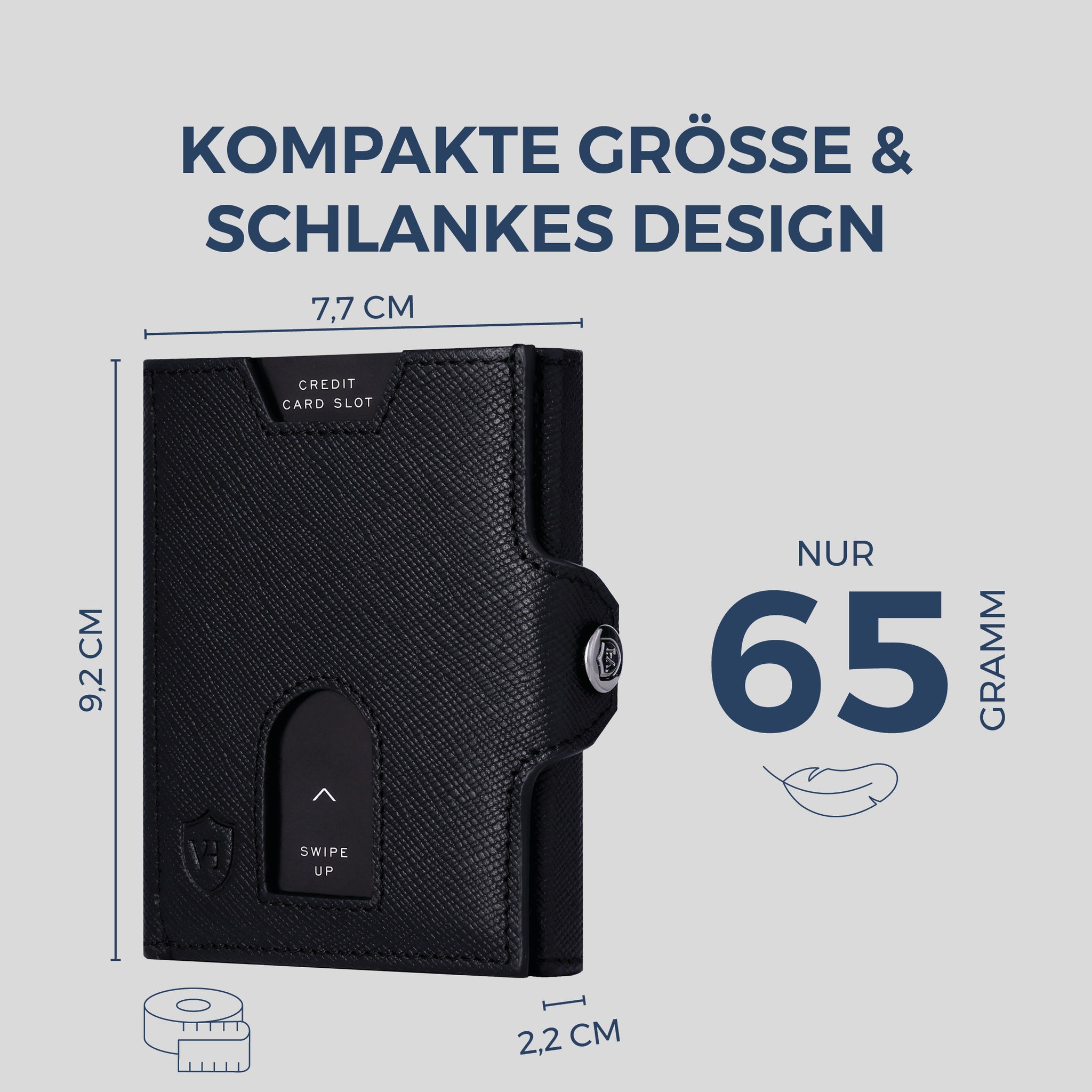 Slim Wallet mit RFID-Schutz, 5 Kartenfächer & Mini-Münzfach (Saffiano)