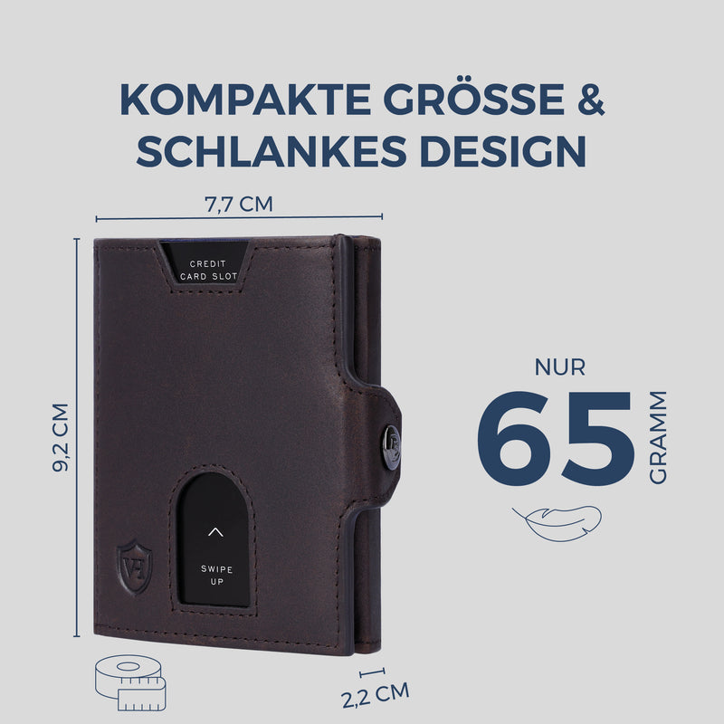 Slim Wallet mit RFID-Schutz, 5 Kartenfächer & Mini-Münzfach (Waxy)