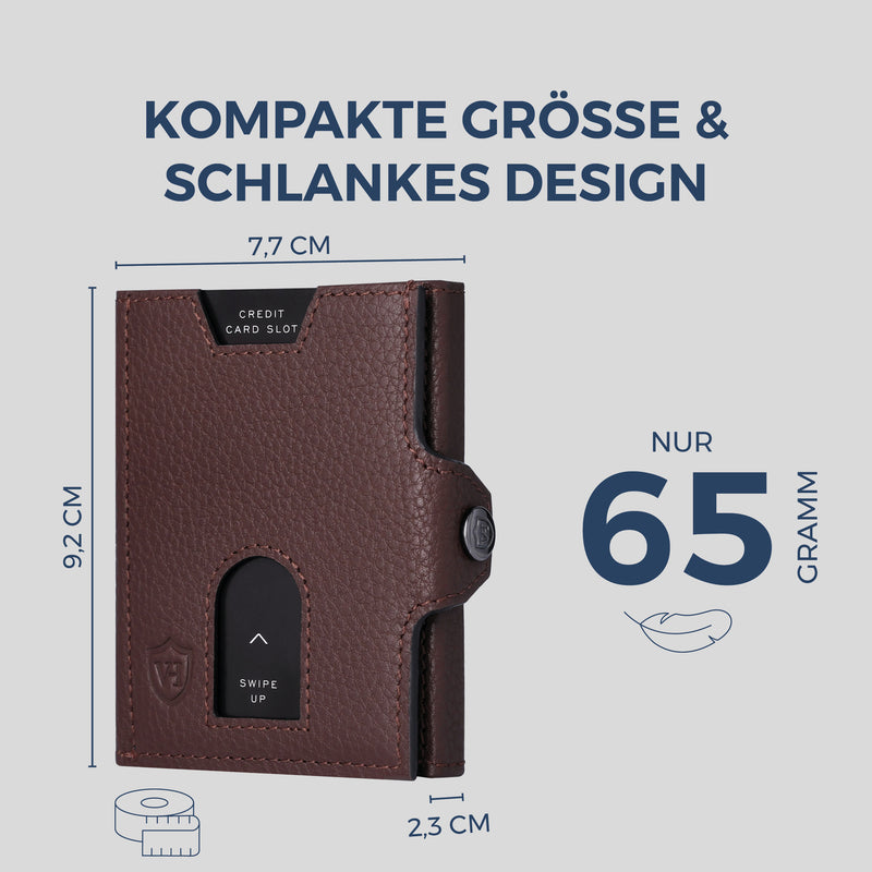 Slim Wallet mit RFID-Schutz, 5 Kartenfächer & XL-Münzfach (Genarbt)