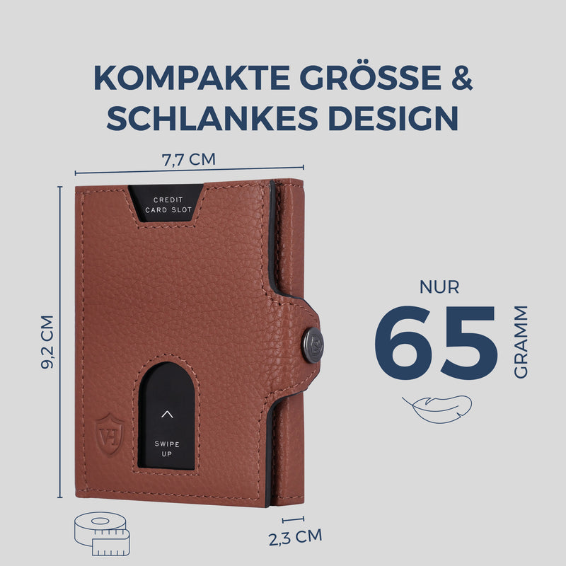 Slim Wallet mit RFID-Schutz, 5 Kartenfächer & XL-Münzfach (Genarbt)