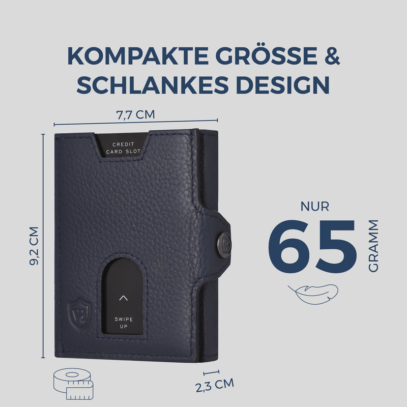 Slim Wallet mit RFID-Schutz, 5 Kartenfächer & XL-Münzfach (Genarbt)