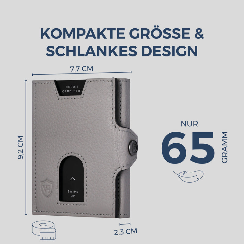 Slim Wallet mit RFID-Schutz, 5 Kartenfächer & XL-Münzfach (Genarbt)