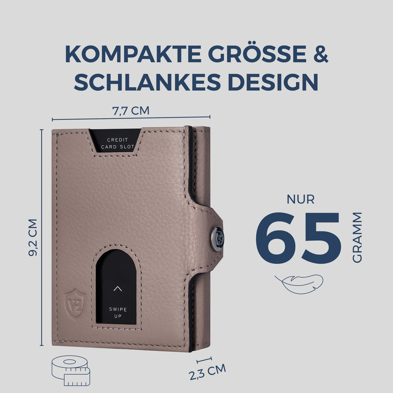 Slim Wallet mit RFID-Schutz, 5 Kartenfächer & XL-Münzfach (Genarbt)