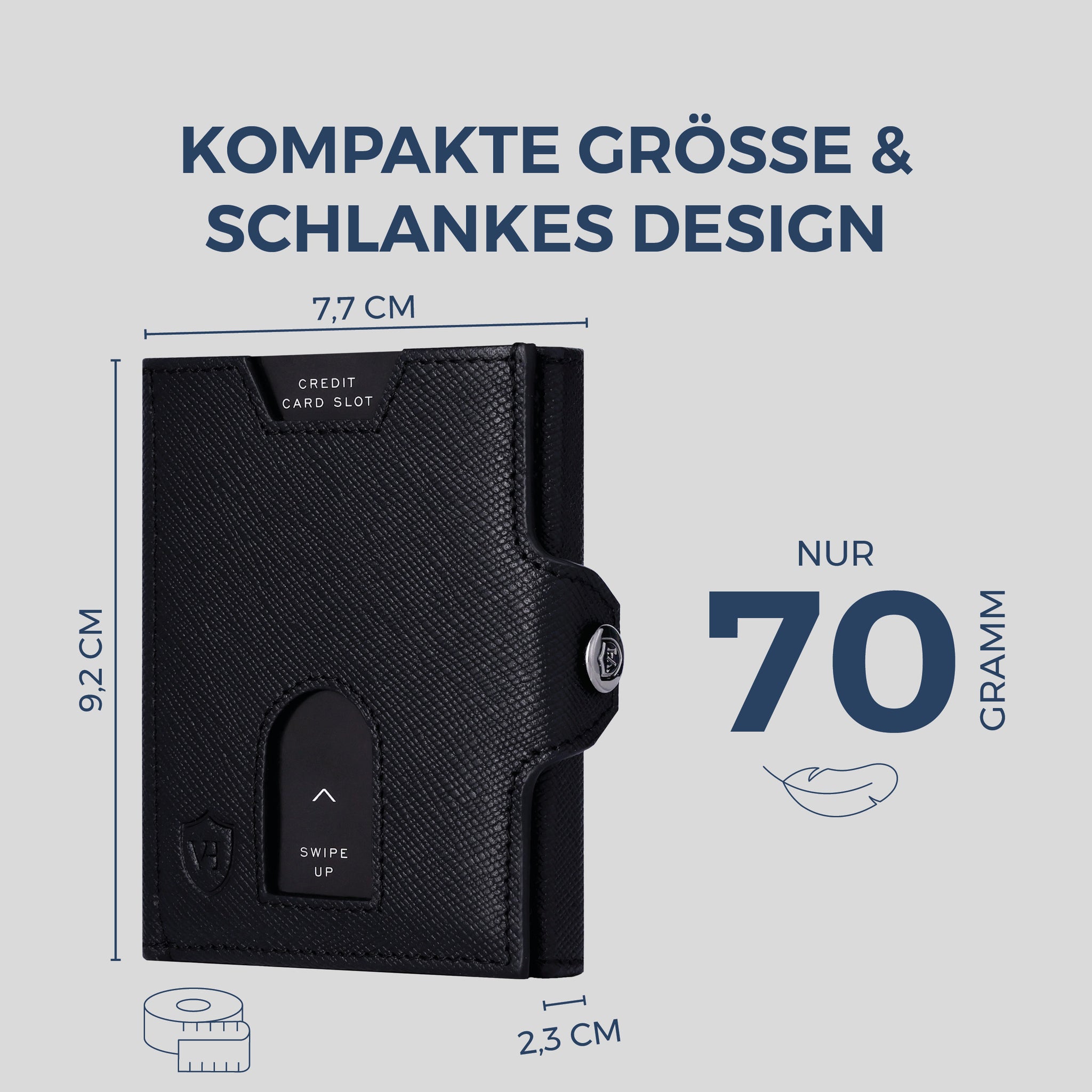 Slim Wallet mit RFID-Schutz, 5 Kartenfächer & XL-Münzfach (Saffiano)