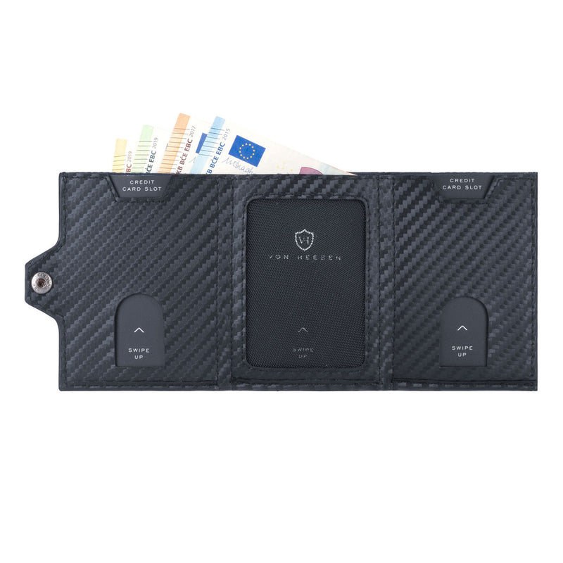 Slim Wallet mit RFID-Schutz, 5 Kartenfächer und XL-Münzfach