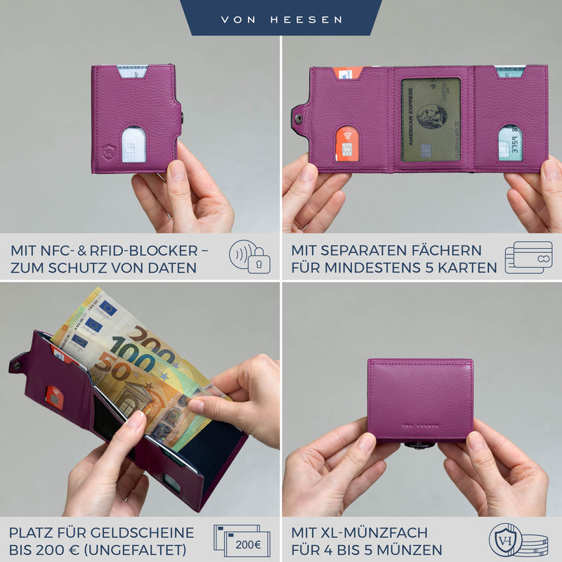 Slim Wallet mit RFID-Schutz, 5 Kartenfächer und XXL-Münzfach