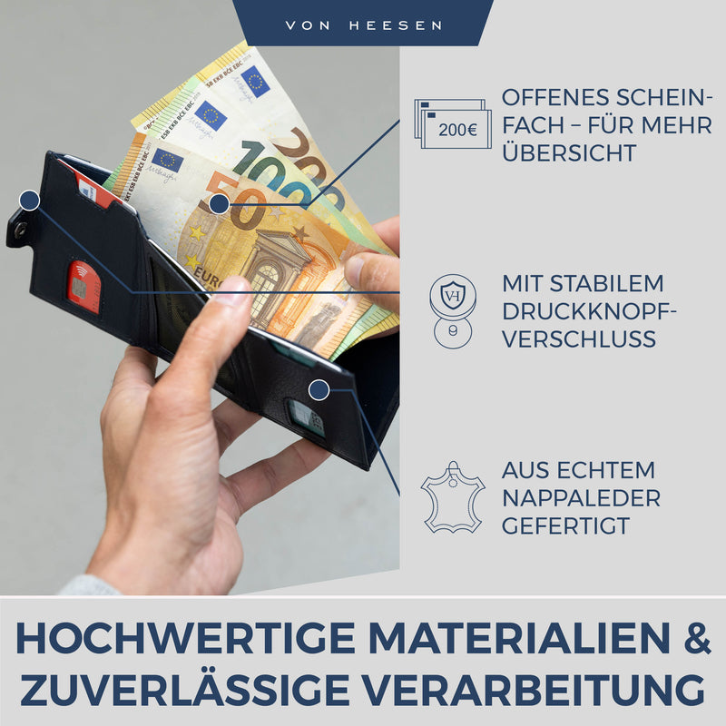 Slim Wallet mit RFID-Schutz, 5 Kartenfächer und XXL-Münzfach