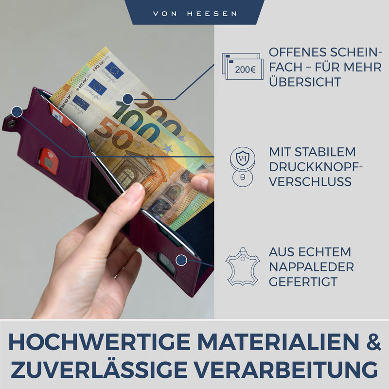 Slim Wallet mit RFID-Schutz, 5 Kartenfächer und XXL-Münzfach